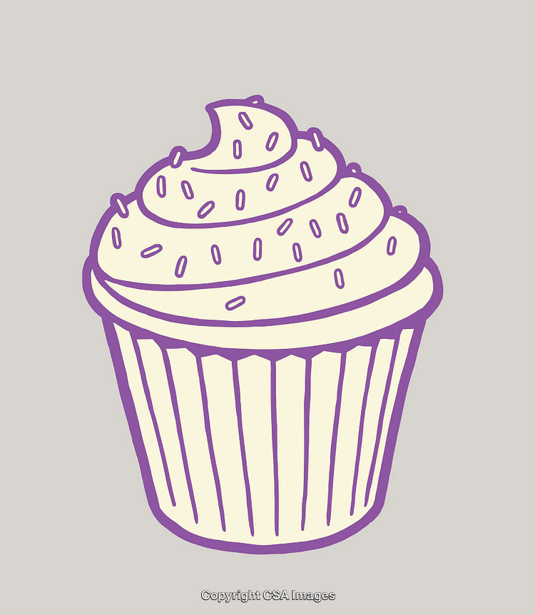 Minimalist Illustration of a Cupcake with Frosting and Sprinkles in Pastel Colors