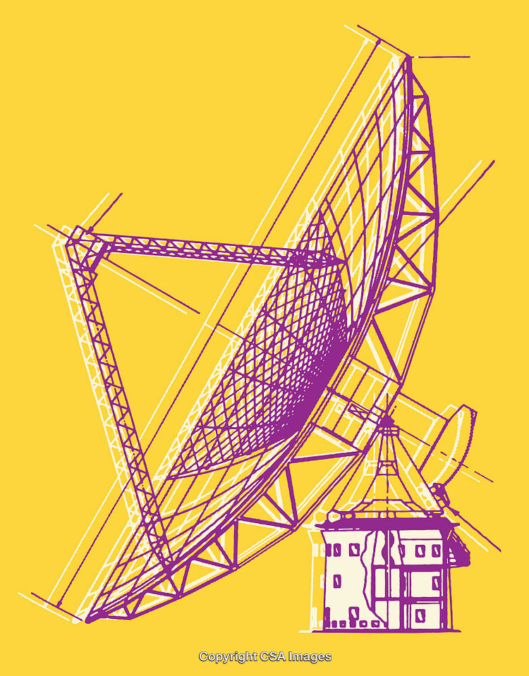 Illustration of a Satellite Dish Antenna on Yellow Background