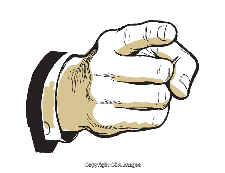 Illustrated Hand Pointing Gesture in Black and White Style