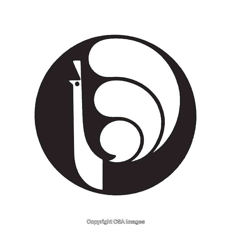 Black and White Minimalist Peacock Line Art in a Circular Design