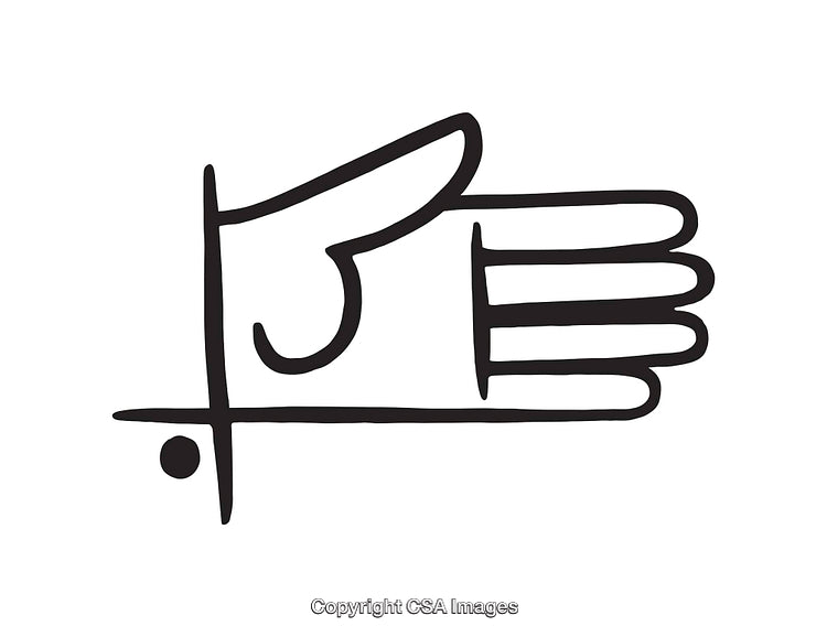 Minimalist Black and White Line Art Hand Illustration Symbol