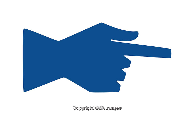 Blue Icon of a Hand Pointing Symbolizing Direction or Action