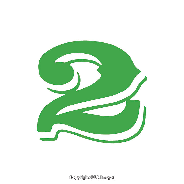 Artistic Green Number Two with Unique Design Elements