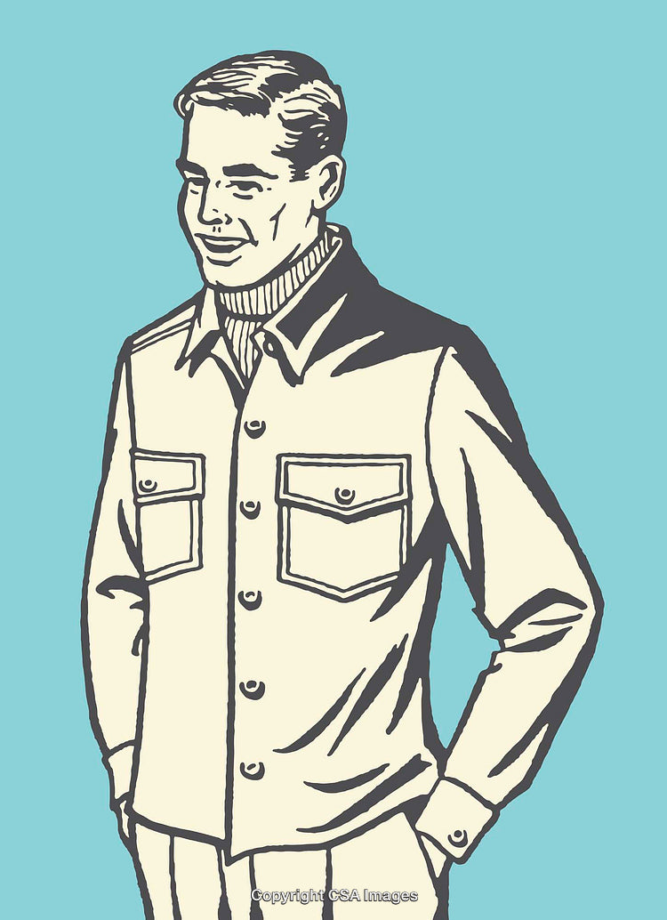 Vintage Style Illustration of a Smiling Man in Casual Jacket
