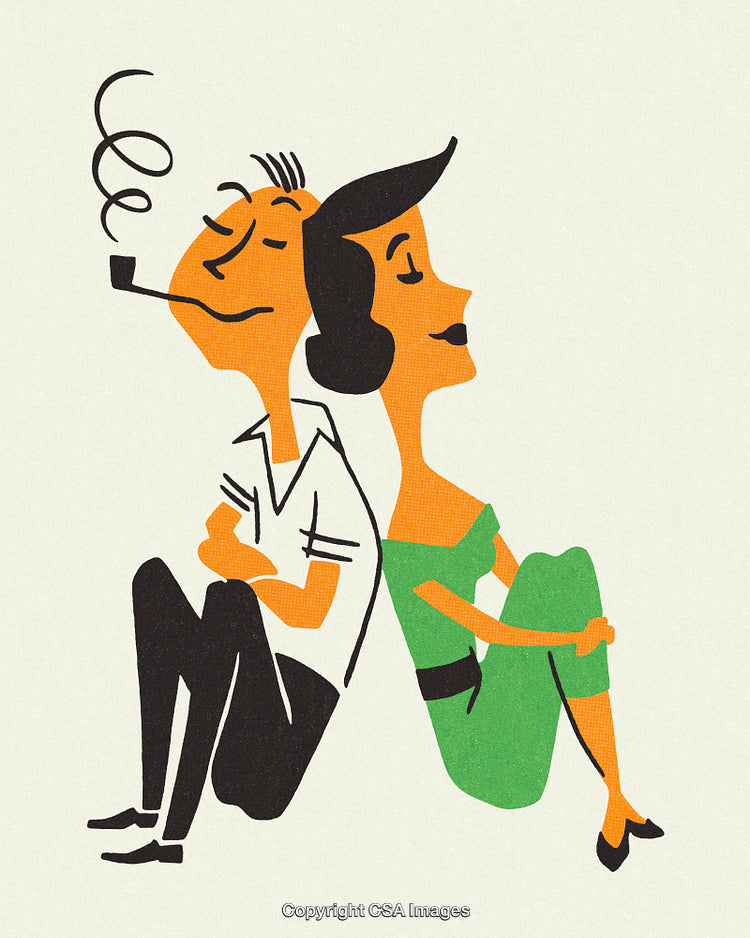 Retro Illustration of a Stylish Couple Relaxing in Leisure