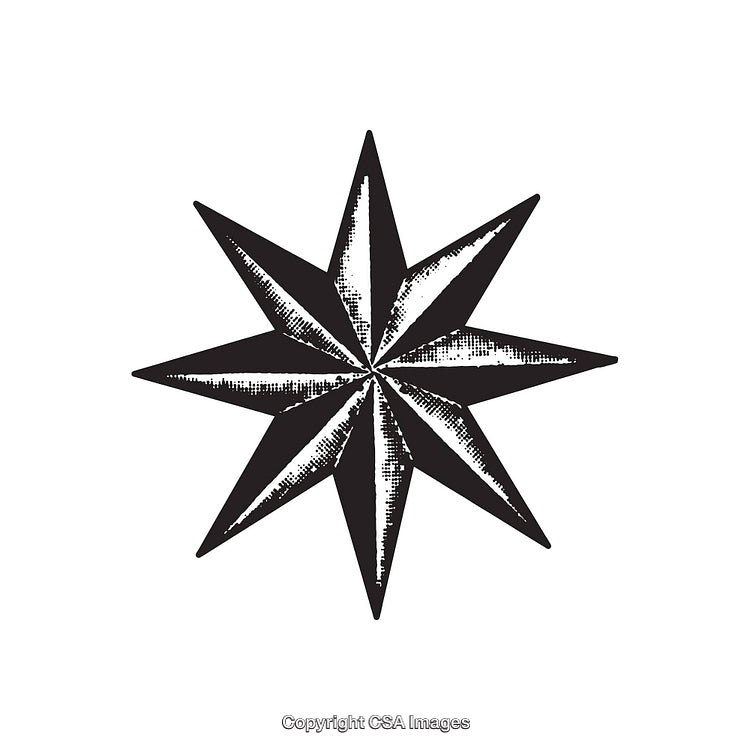 Stylized Black and White Eight-Pointed Star Illustration