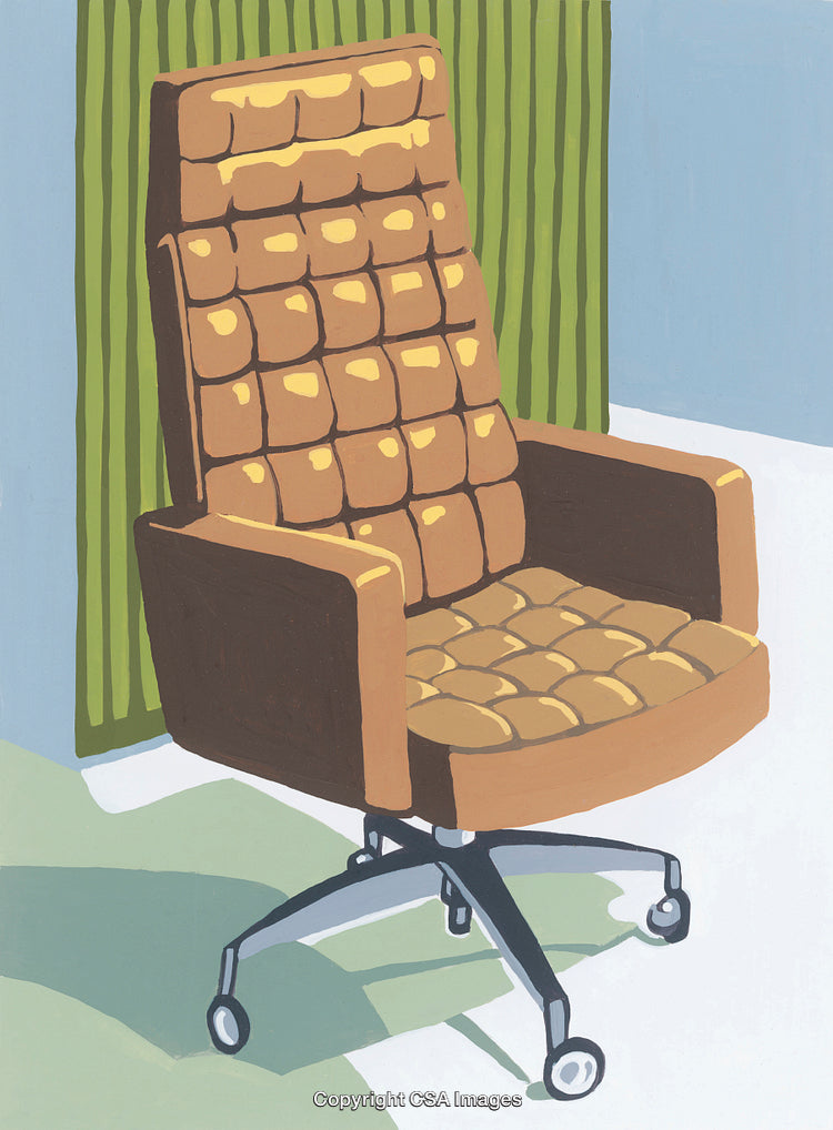 Stylish Brown Office Chair in Front of Green Decorative Background