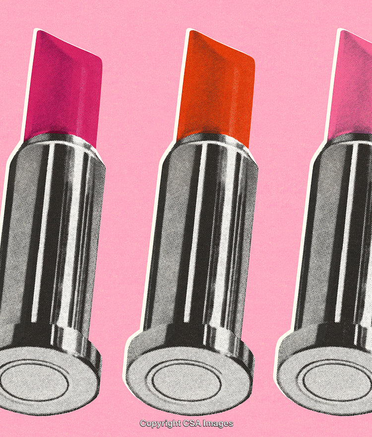 Pop Art Style Lipstick Illustration on a Vibrant Pink Background