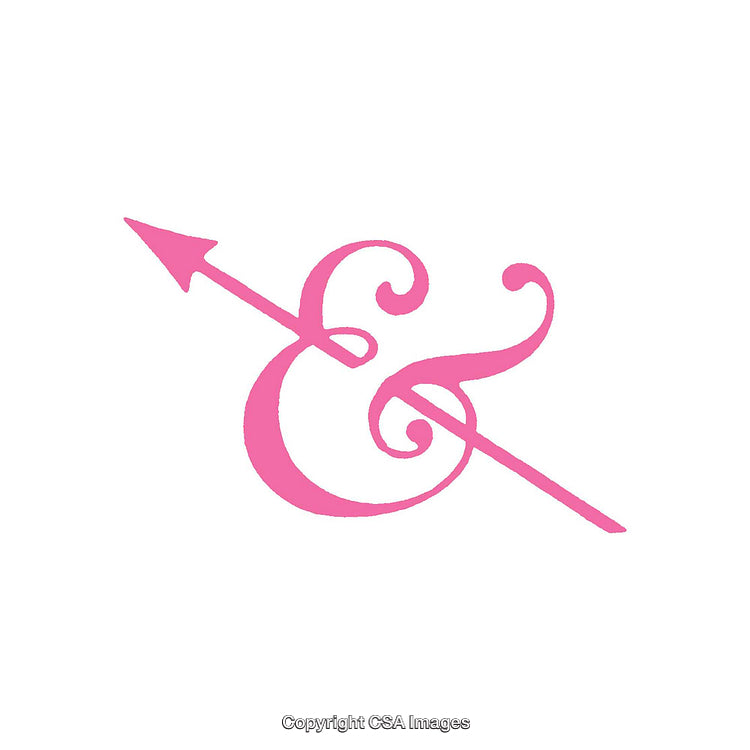 Elegant Pink Ampersand with Arrow Symbol and Floral Flourishes