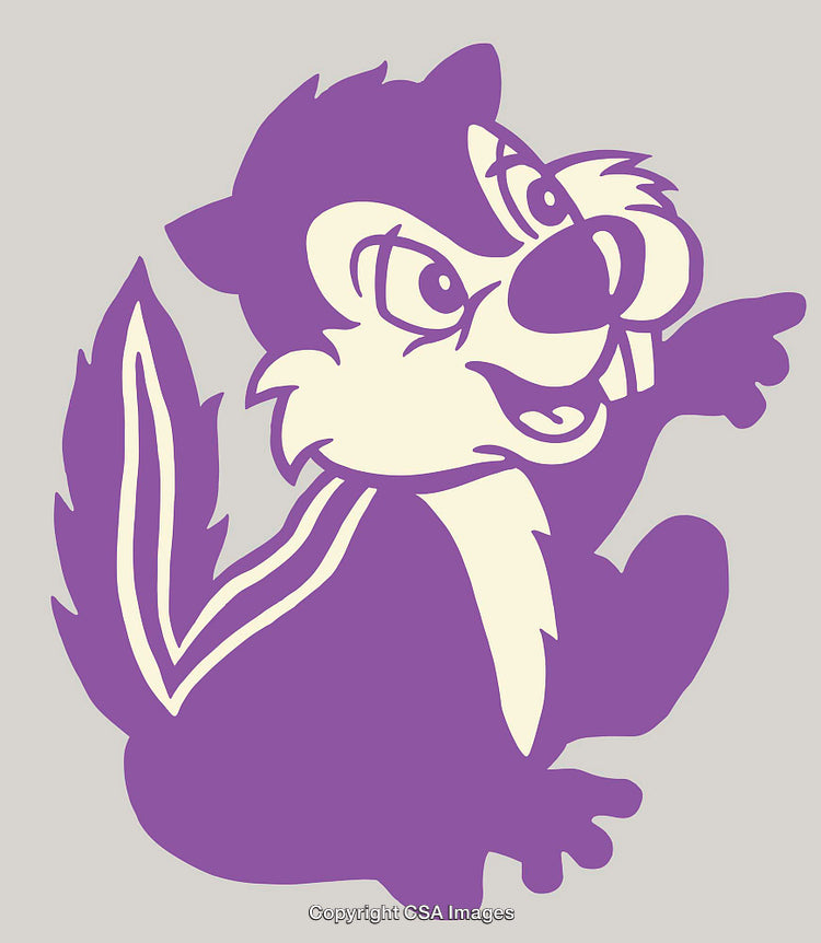 Purple Cartoon Skunk Character Illustration with Expressive Features