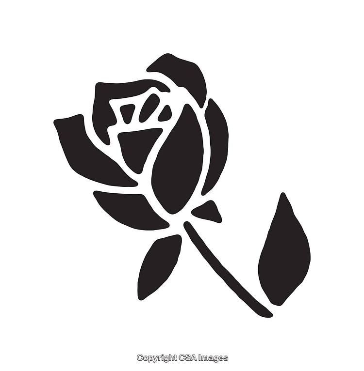 Simple Black-And-White Rose Line Art Illustration with Leaf
