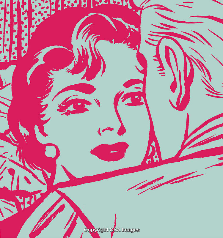Retro Styled Pop Art Illustration of a Couple Sharing an Intimate Moment