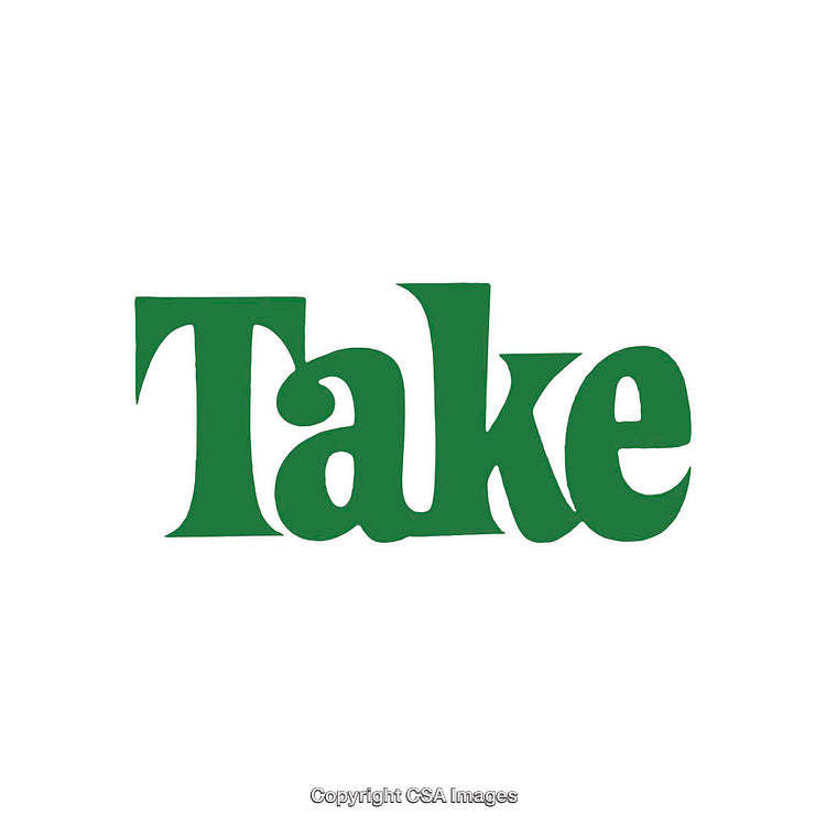 Green Bold Typography of the Word 'Take' on White Background