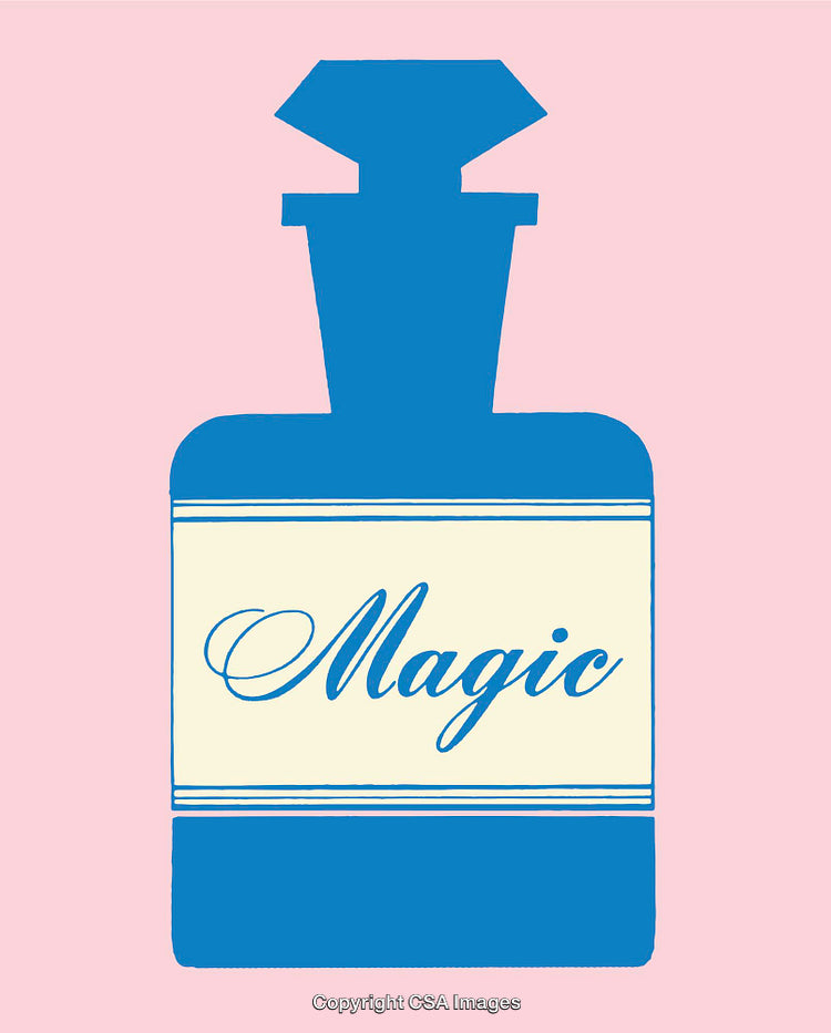 Minimalist Blue Perfume Bottle Illustration with Pastel Background