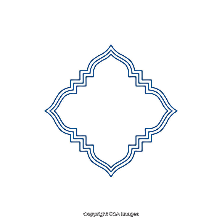 Elegant Geometric Decorative Frame in Blue Moroccan Style Outline