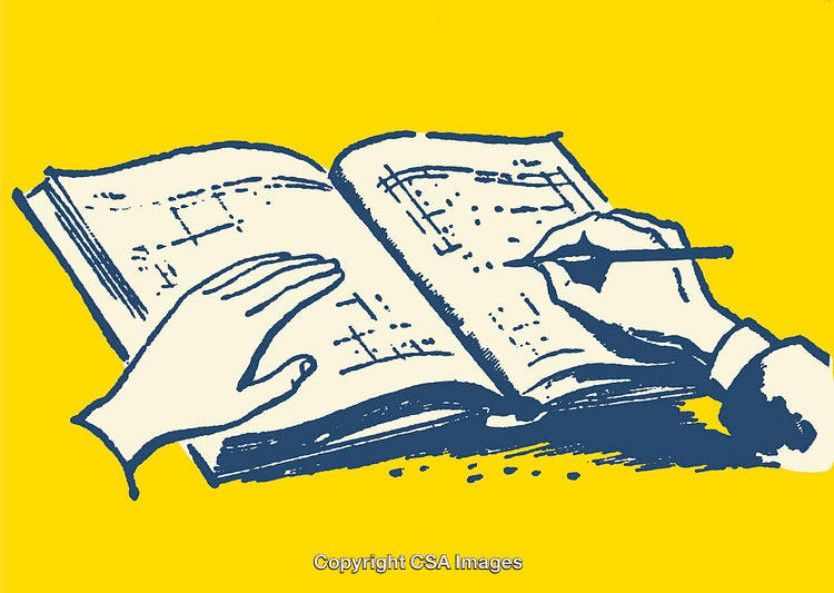 Colorful Line Art Illustration of Hands Working on a Puzzle Book