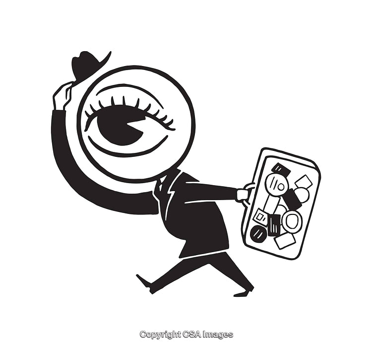 Creative Black and White Line Art Illustration of Surrealist Business Concept