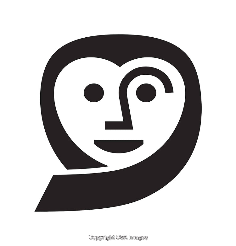 Minimalistic Black and White Abstract Face Icon Design