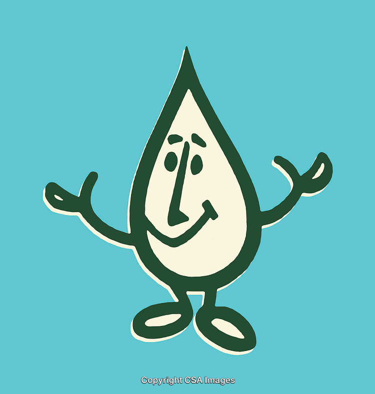 Whimsical Drop Cartoon Illustration on Vibrant Background