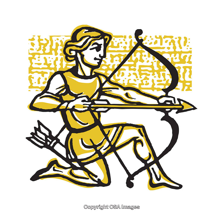 Illustration of Archer in Action with Bow and Arrow Design