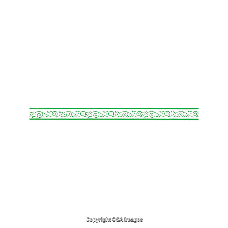 Green Decorative Border Design with Elegant Floral Pattern Isolated on White Background