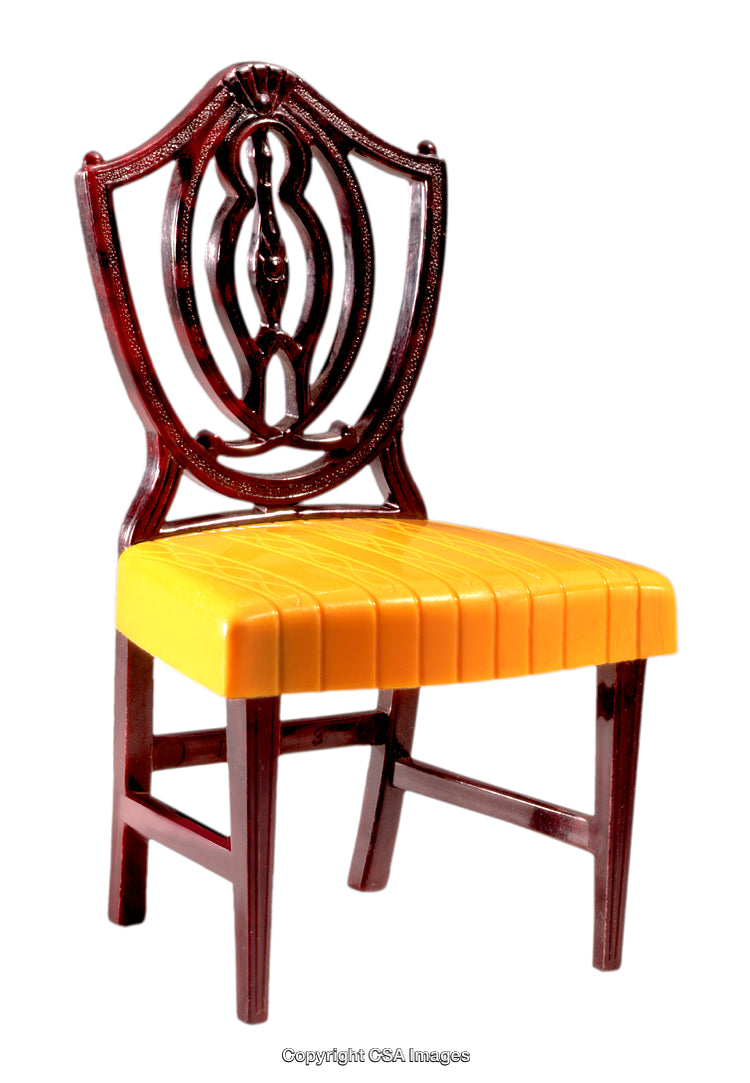 Classic Toy Chair With Detailed Backrest and Yellow Seat