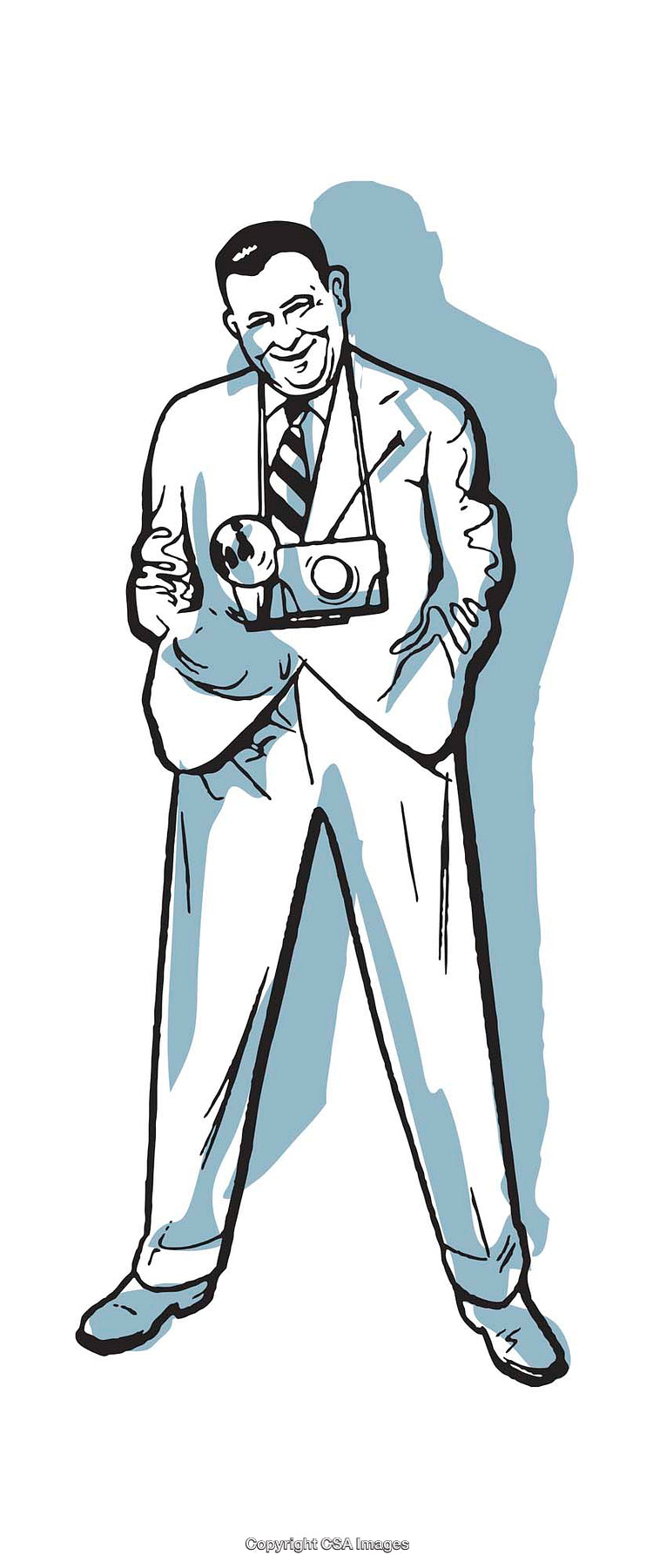 Retro Style Illustration of a Man with Suit and Camera