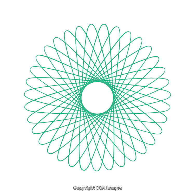 Geometric Circular Pattern in Green With Intricate Design on White Background