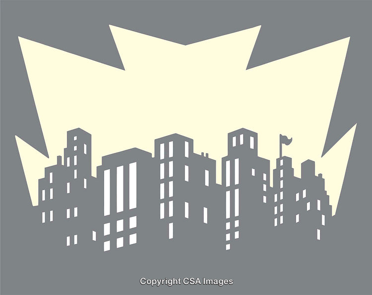 Silhouetted City Skyline with Illuminated Light Background Artwork