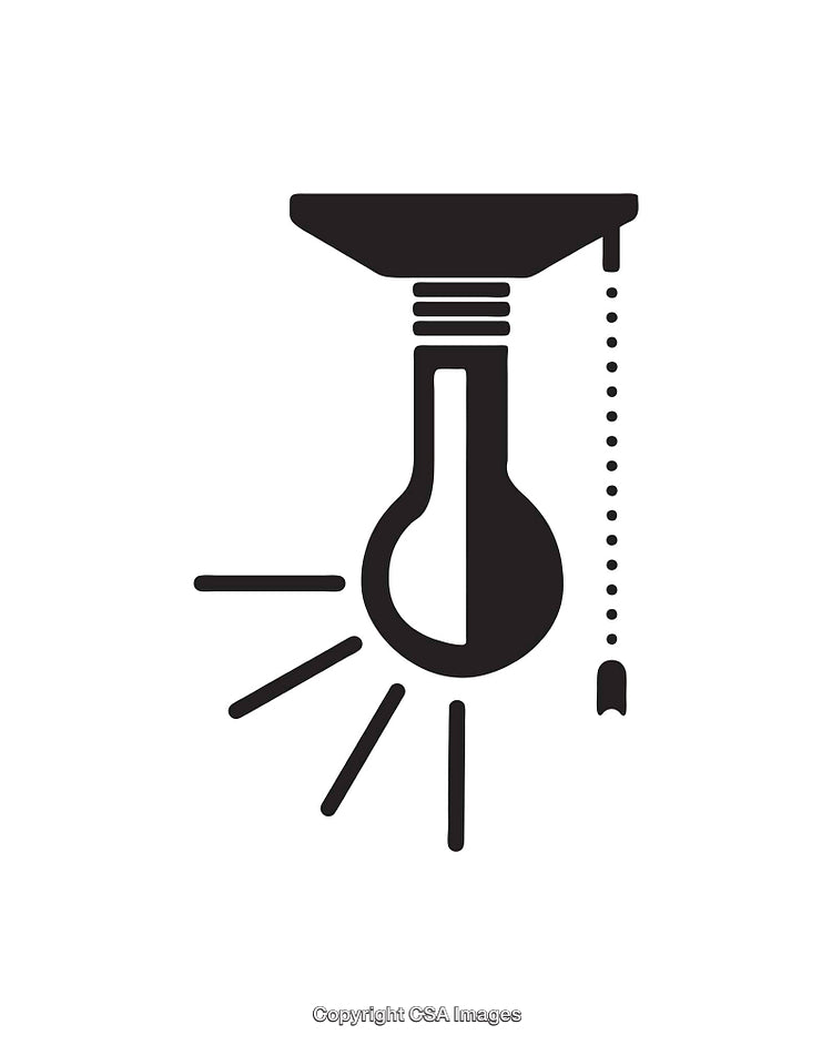Minimalist Black and White Lightbulb Icon with Simple Details