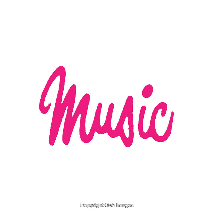 Pink Handwritten Music Text on White Background in Vibrant Style