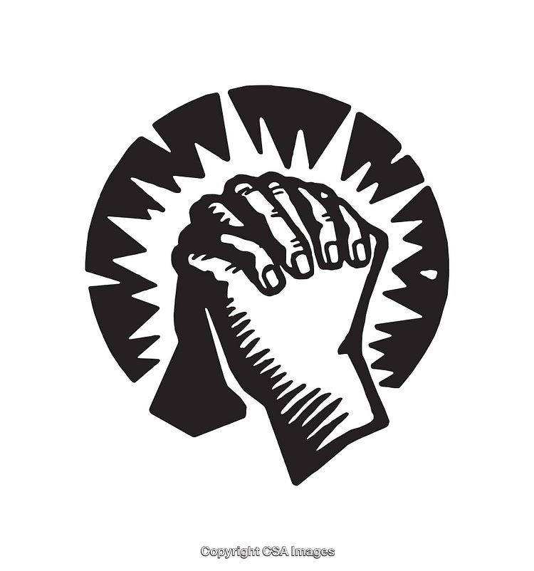 Black and White Line Art of Hands in Unity Gesture
