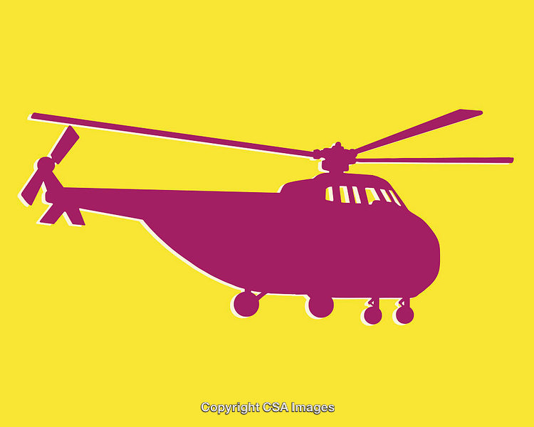 Minimalist Line Art Helicopter Silhouette in Bold Colors