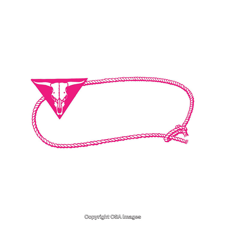 Pink Western-Style Rope and Skull Emblem on White Background