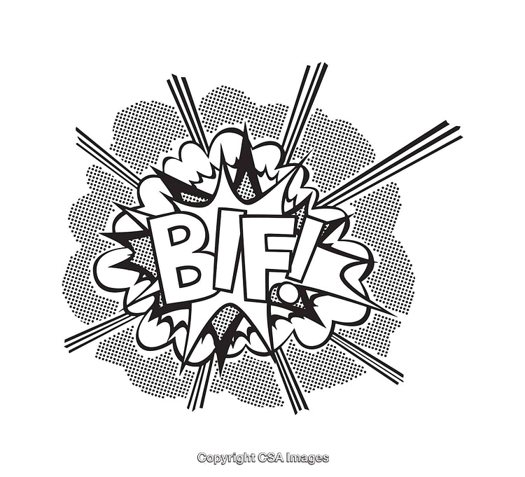 Black and White Comic Style Explosion Effect with 'BIF!' Text