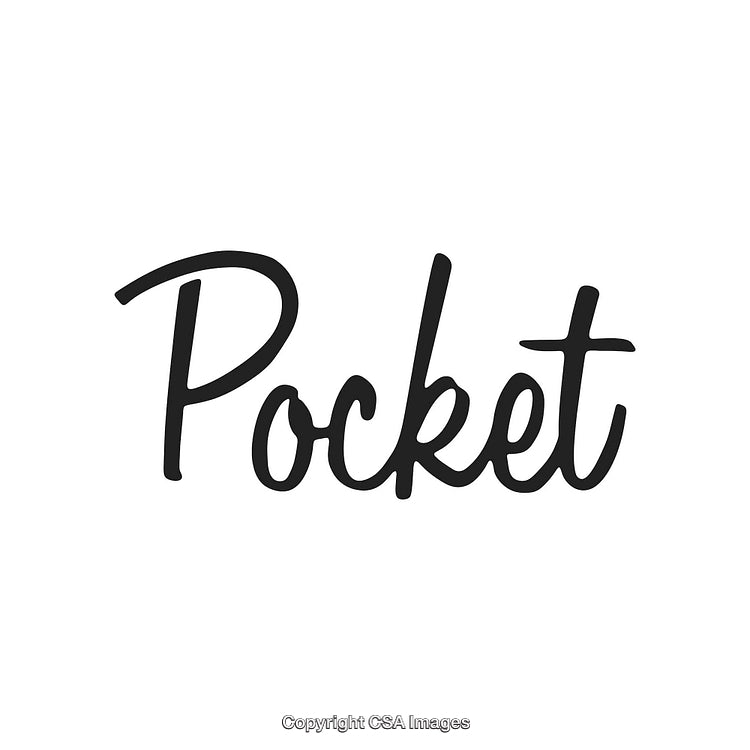 Stylish Script Text Featuring the Word Pocket in Bold Black Lettering