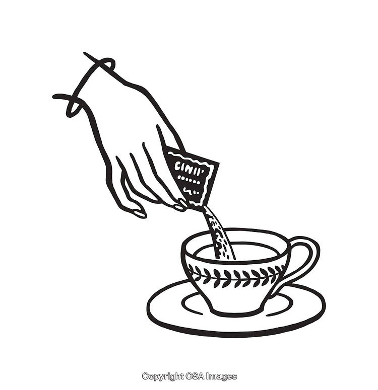Hand Pouring Sugar into Cup of Tea - Minimalist Line Art