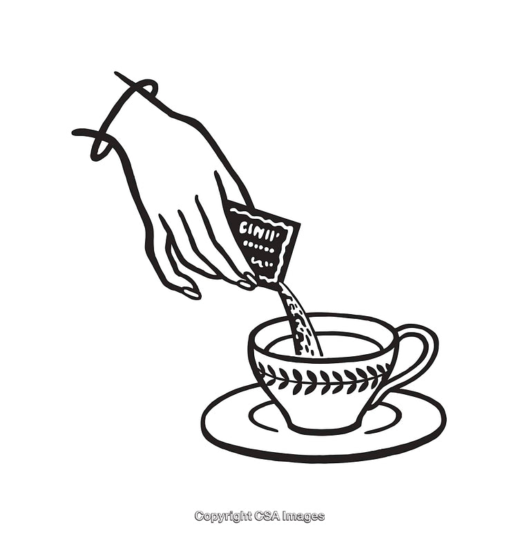 Hand Pouring Sugar into Cup of Tea - Minimalist Line Art