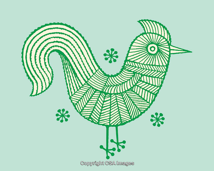 Colorful Abstract Bird Illustration with Geometric Design Details