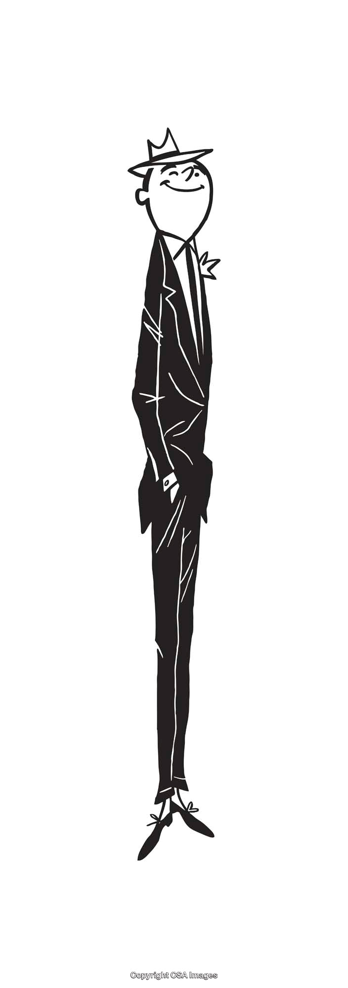 Elegant Line Art Illustration of a Confident Business Professional in Black and White