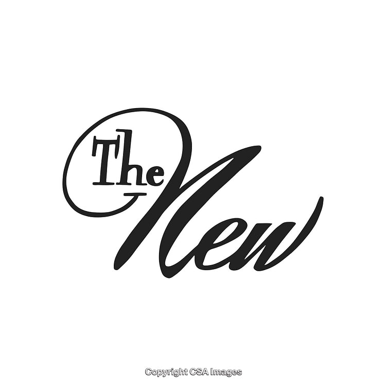 Elegant Black and White Decorative Calligraphy Featuring 'The New' Text