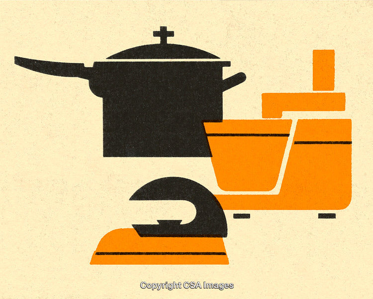 Abstract Illustration of Kitchen Equipment in Minimalist Retro Style