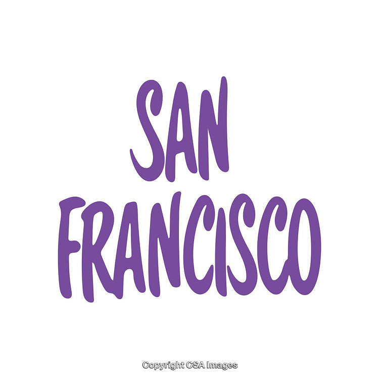 Purple Typography Artwork Highlighting the Words 'San Francisco' on White