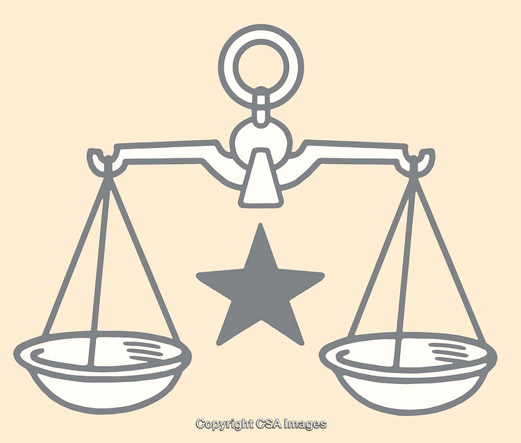 Balanced Justice Symbol with Star on Neutral Background