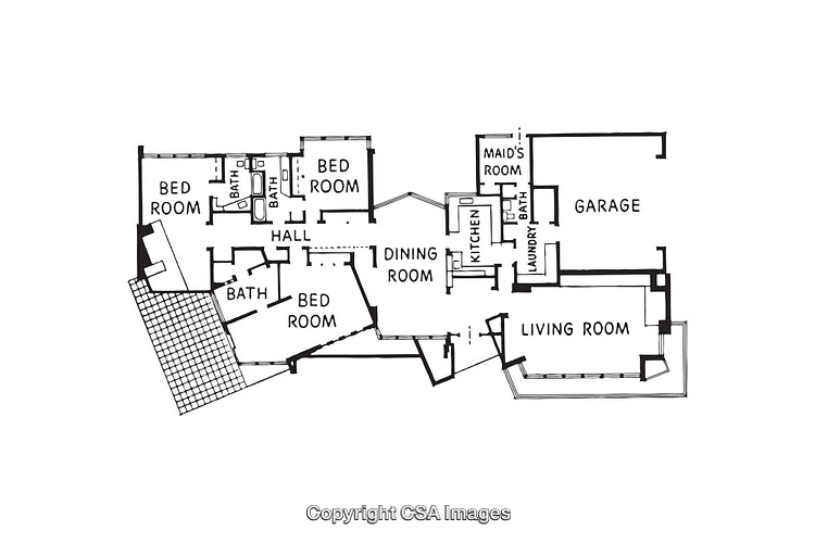 Black and White Home Layout Diagram with Detailed Room Labels