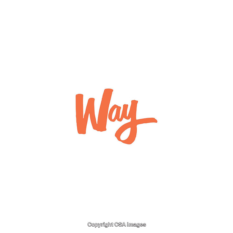 Creative Orange Typography on White Background with "Way" Handwritten Text
