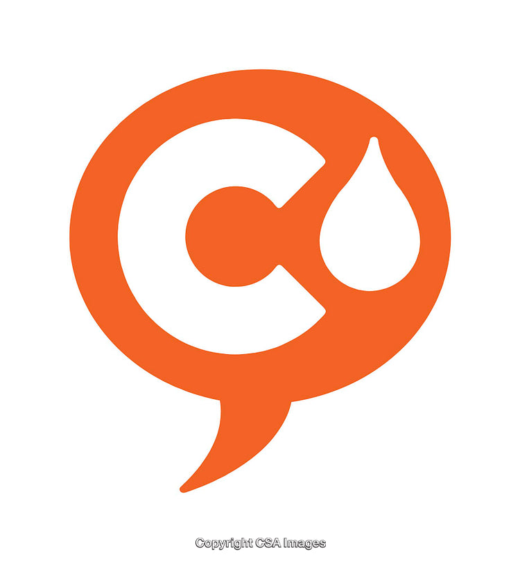Orange Speech Bubble with Droplet and Letter C Design Illustration