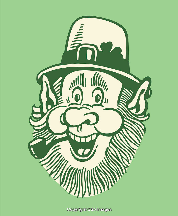 Vintage St. Patrick's Day Artwork Featuring a Cheerful Leprechaun Illustration