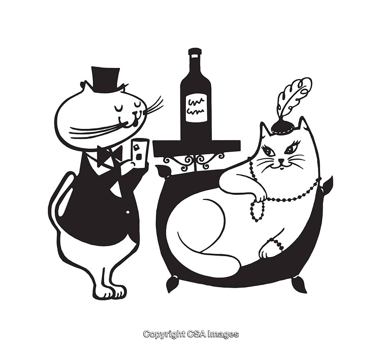Elegant Cats Dressed in Formal Attire with Wine Setting