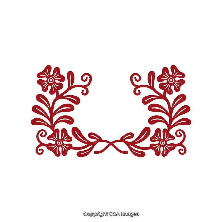 Elegant Red Floral Frame With Decorative Artistic Pattern Design